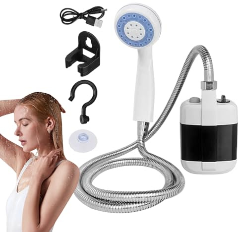 Ducha de camping, ducha de viaje para limpieza de mascotas, equipo de baño al aire libre, dispositivo de ducha eléctrico de mano, bomba de agua portátil recargable por USB, ideal para senderismo