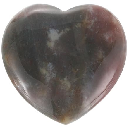 PATIKIL Piedra De Cristal Natural En Forma De Corazón, Gema De Amor Mini Pulida De 1.2 Pulgadas, Piedras De Ansiedad Grabadas Para Bolsillo Regalos Para Mujeres Meditación, Verde Gris