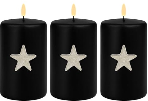 Marrakech Set of 3 Candle Plugs Silver 6 x 6 cm | Candle Pins Plugs for Advent Wreath, Pillar Candles & Candle Holder as Star Decorative Pattern K | Christmas Decoration Advent Decoration Candle Pin