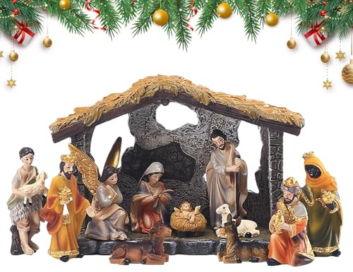 Genérico Belen De Interior,Jesús Niño Religioso - Pequeño Juego De Belén Navideños De Mesa | para Decoración Hogar Interior Dormitorio Sala Oficina Iglesia Escuela Exterior Fiestas Navideñas