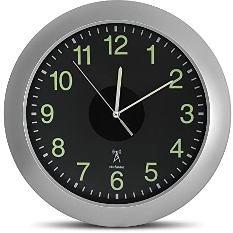 Fishtec - Horloge Murale Analogique Solaire et Radio-Pilotée - Grands Chiffres pour Lecture Facile - Design Moderne Ø30 cm - Idéale pour Cuisine, Salon, Bureau ou Chambre