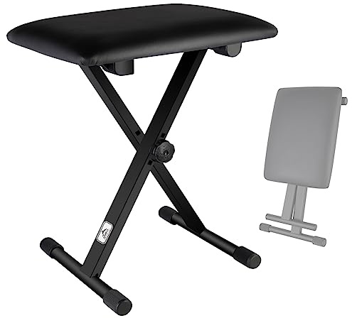 EASTROCK Adjustable Piano Bench, X Frame Folding Keyboard Chair Stool with 3 Height Settings (19.7-20.9 Inch),Suitable for Electronic Keyboard and Digital Piano (Original Edition)