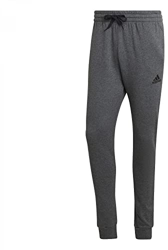 adidas Essentials Fleece Regular Tapered Pants Uomo, Dark Grey Heather/Black, XXL