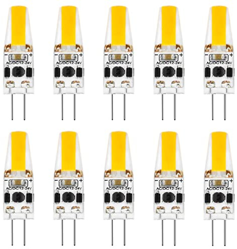JETENCN G4 Led Bulb Dimmable 3W Daylight Lighting, AC/DC 12V-24V 1505 COB Light Bulbs Equivalent to 30W G4 Base Halogen Bulb,G4 Bulb for Under Cabinet Light, Ceiling Lights (10 Pack), Natural White