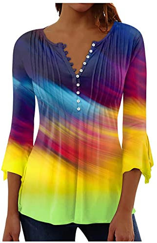 LSAltd Damen Poloshirt Langarm Lagenlook Große Größen RIPP Top Bauchfrei T-Shirt Elektriker Bluse Chiffon Overzised Crop Top Mode Blusen Gehäkelte Weste, 2-Gelb