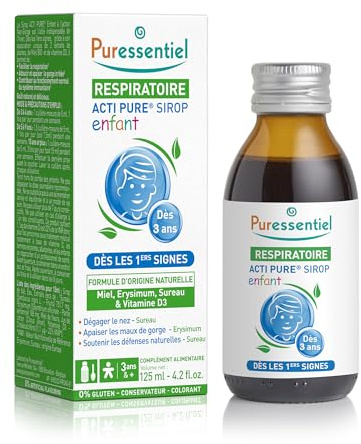 Puressentiel Acti Pure Kids Syrup 125ml – Colds & Sore Throat Syrup - Relieves sore throats immediately and decongestant - Supports kids immunity - 100% Natural Formula - Suitable for Children aged 3+