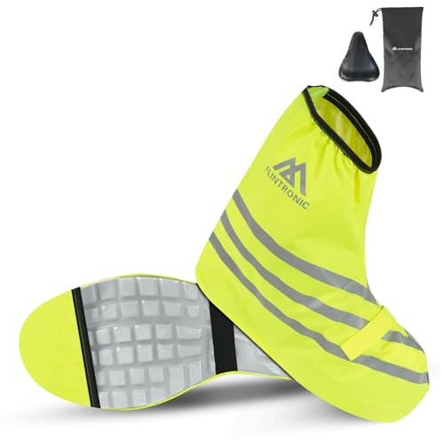 flintronic Überschuhe Fahrrad Wasserdicht, wasserdichte Überschuhe Fahrrad Unisex, Schuhüberzieher Wasserdicht, wasserdichte Fahrradüberschuhe mit Reflektoren, Winddicht & Schmutzabweisend