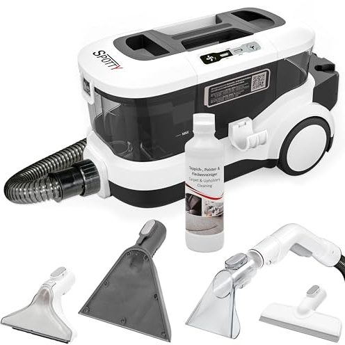 SPRiNTUS Nasssauger Polsterreiniger Gerät SPOTTY mit 170mbar Saugleistung für gründliche Reinigung von Teppich, Polster, Tierhaar, Auto & Hartboden I Hygienischer Teppichreiniger Waschsauger [67db]