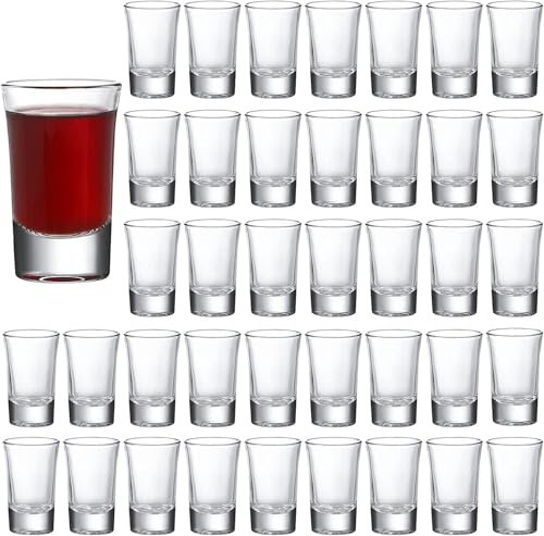TESIN Juego de 40 vasos de chupito de 40 ml, vasos de chupito de whisky pequeños de 4 cl para vodka, fondo pesado, tequila, espresso, licores y licores, mini vasos de chupito de cristal