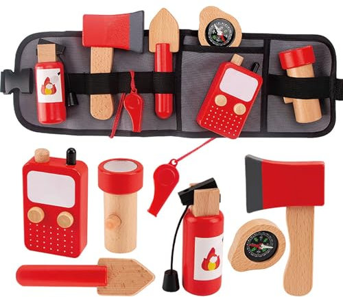 Dr. MUYA® Montessori Spielzeug 3 4 5 Jahre, Feuerwehr Spielzeug, Rollenspielzeug, Spiele ab 3 Jahre, Holzspielzeug, Motorikspielzeug, Lernspiel, Geschenk 3-5 Jahre Kinder Junge Mädchen