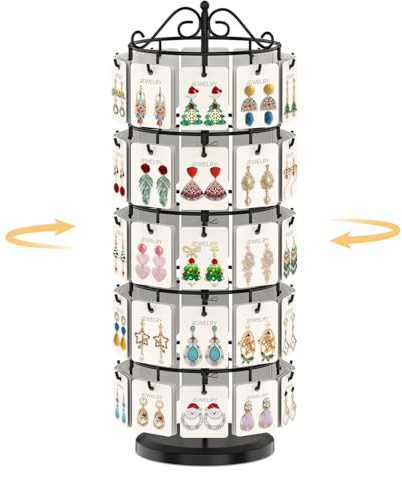 EsLuker.ly Earring Holder Organizer Rotating Display Tree Stand, Black