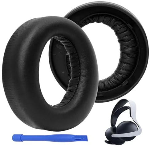Almohadillas de Repuesto para Auriculares Sony PS5 Pulse 3D, Cuero Sintético con Espuma Viscoelástica de Memoria, Almohadillas de Reemplazo Cómodas para PlayStation 5 (Negro)