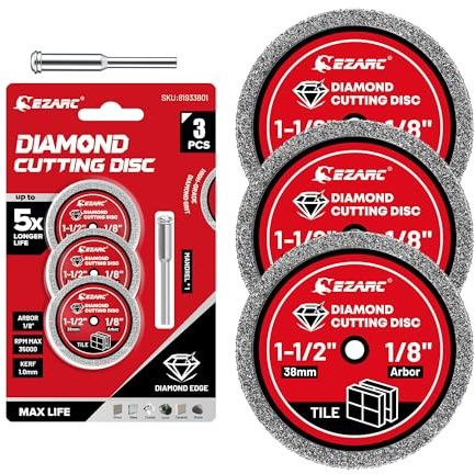 EZARC 1-1/2 Diamond Tile Cutting Wheels Durable, 1.0mm Kerf, 3-Pack