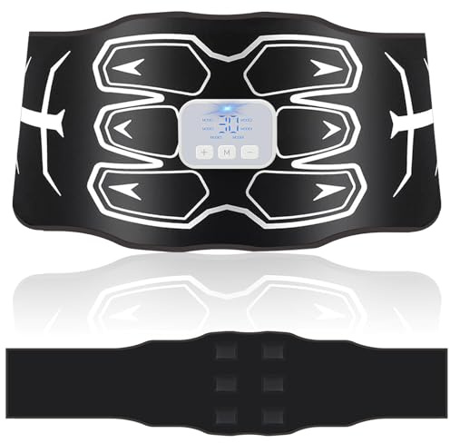 KANGLANKAN ABS Trainer Muscle Stimulator,Washable EMS Muscle Stimulator, Non-Replacing Skin-Friendly Silicone Pad, 6 Modes 30 Intensity Levels, Stomach Toning Belt for Men & Women