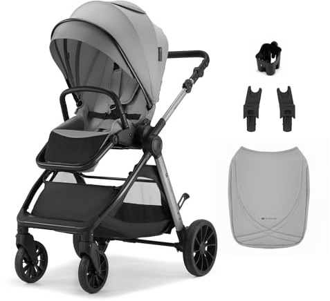 Kinderkraft VESTO 2 barnvagn 2-i-1 upp till 22 kg, vändbar sits, ihopvikt kompakt med en hand, resesystem, full fjädring, tillbehör ingår, grå