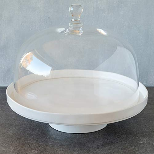 Home of Cake Plato para tartas Linea Puro en blanco mate con campana, Ø 32 cm