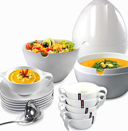 Ovum - Suppenterrine und 12-teiliges Suppenschüsseln-Set in hochwertiges weisses Porzellan