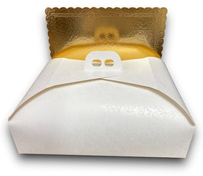 Dolce idea Kit 1 Piatto sottotorta Dorato in Cartone con Bordo Ondulato + relativa Scatola Cartone PortaTorta. (30x40)