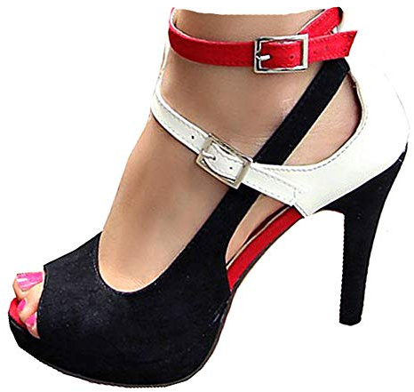 getmorebeauty Women's High Heels Shoes Ankle Straps Dress Heeled Sandals (Red Belt, numeric_7)