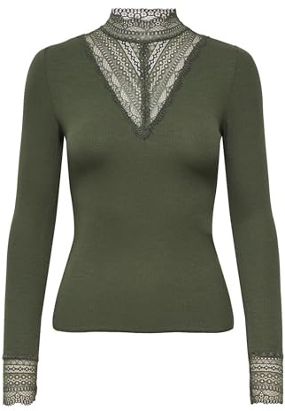 Only Maglia da Donna Onltilde L/S High Neck Lace Top Jrs Noos a Maniche Lunghe, Rosin., M