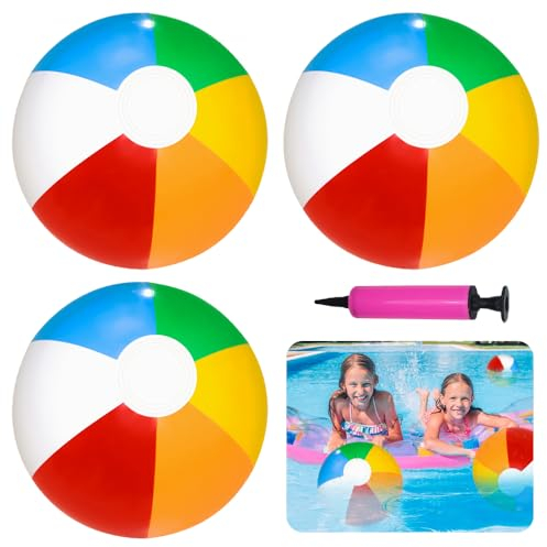 YANGUN 3 Pezzi Palloni da Spiaggia gonfiabili, Palla Gonfiabile Mare, Pallone da Spiaggia per Feste in Piscina, per Piscina, Spiaggia, Feste Estive e Regali