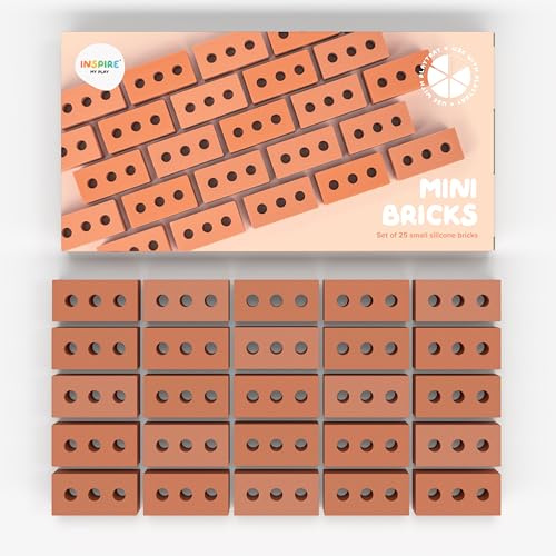 Inspire My Play 25 x Mini Silicone Building Bricks for Messy Play - Construction Sensory Bin Filler - Creativity for Kids