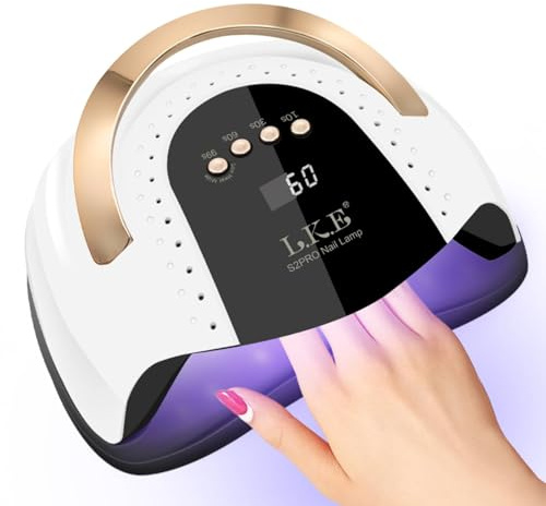 LKE UV Nail Lamp 268W Gel Nail Lamp Nail Dryer UV Lamps for Gel Nails, Professional LED Nail Lamp with Automatic Sensor / 4 Timer Setting, Portable UV/LED Light Home and Salon