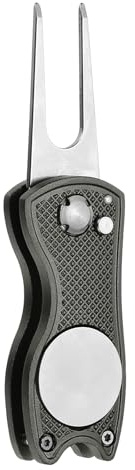 PATIKIL Herramienta Plegable para Reparar Divots De Golf con Marcador De Bola Magnético Y Tenedor De Acero Inoxidable para Golfistas, Gris