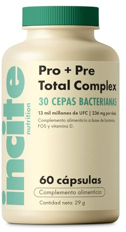 Incite Nutrition Pre + Pro Bio Cultures Complex 13 Billion CFU. 60 Capsules, 1 Month Supply. 30 Bacterial Strains. Supports Gut Health, Digestion, and Immune System. Suitable for Vegetarians & Vegans