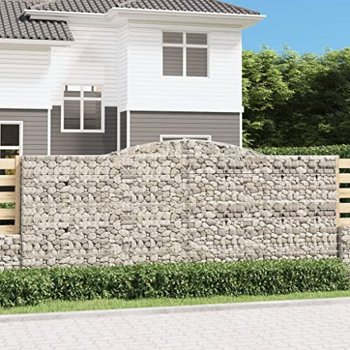 Lot de 3 jardins surélevés - Gabions avec arc surélevé - 400 x 50 x 160/180 cm - Fer galvanisé - Grands pots de fleurs pour légumes, herbes et fleurs