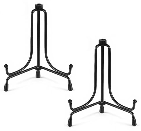 2 PCS Black Iron Plate Stands for Display, 4 Inch Small Plate Stand Anti-Slip Iron Plates Display Stand Upgraded Easel Displays Stands Photo Holder for Picture Frame, Decorative Plates, Collection