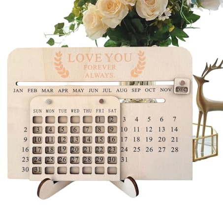 Calendario de madera, deslizante con soporte, calendario de madera 2026, para dormitorio, mesita de noche, estudio, dormitorio, estudiantes, adolescentes, niñas, mujeres, profesores