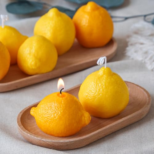 YODOYO Stampi in silicone per colata di limone, 2 stampi per candele al limone in silicone, forma di frutta 3D per gesso, sapone e resina epossidica, forma di limone per decorazioni estive e regali