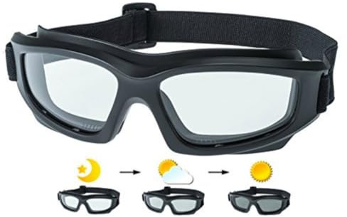 Photochromic Motorcycle Goggles: Heavy Duty Riding Goggles No Foam Design w/Hard Case, Microfiber Cleaning Cloth & Pouch Included (Light Sensitive)