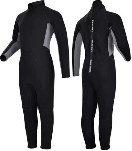 REALON Kids Wetsuit for Girls Boys Toddler and Youth 3mm Neoprene Child Full Wet Suits Warm in Cold Water Thermal Swimsuit Back Zip for Swimming Diving Jet Skiing Surfing