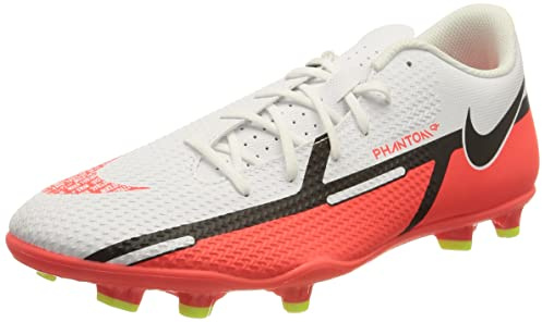 Nike Unisex Phantom GT2 Club FG/MG Soccer Shoe, White/Bright Crimson-Volt, 44.5 EU