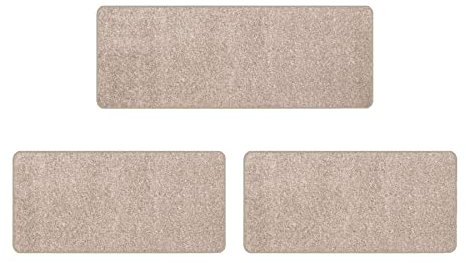Primaflor Bettumrandung Teppich 3 Teilig - Mumbai - Creme - Set aus 2 Stück 67x140 cm und 1 Stück 67x200 cm - Bettvorleger für Schlafzimmer - Kurzflor Teppich-Läufer