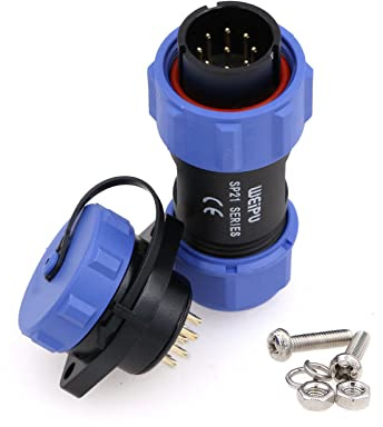 ZBLZGP WEIPU SP21 9-Pin High Voltage Waterproof Circular Connector Kit, 5A 18AWG, Plastic Quick Connect, Bulkhead Panel Mount Plug Socket, Heavy Duty Industrial Cable Wire Connector