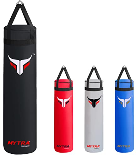 Mytra Fusion Hängender Punch boxsack Ungefüllter Boxing Bag für MMA, Muay Thai, Boxen, Karate Training boxsack Erwachsene Erhältlich mit 2 Größen 4FT und 5FT (Black, 4FT)
