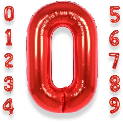 Palloncino Numero 0 Compleanno Rosso: Grande 101 cm Elio Palloncini Rossi Compleanno 0 Anno Mylar Foil Numeri Gigante Bimba Bambina Giganti per Festa di Baby Shower Anniversario Decorazioni