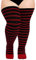 Moon Wood Oberschenkelhohe Socken für Damen, gestrickt, Baumwolle, extra lang, Halloween, Overknee-Socken, Beinstulpen, schwarz / rot, Einheitsgröße