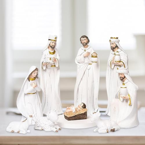 Duqulle Traditionella set med krubbor, set för Jesus födelse, julkrubbstaty av konstharts, julbordsfigurset, julkrubba traditionell krubbstaty, juldekorationer