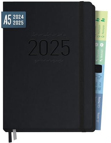 Häfft® Chäff-Timer Deluxe Kalender 2024/2025 A5 All Black Buchkalender, Terminkalender, Terminplaner für 18 Monate: Juli 24 bis Dez. 25 - nachhaltig & klimafreundlich