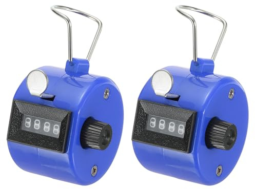 PATIKIL Clics Contador, 2 Paquete Portátil Registrador Contador Mecánico 4 Dígitos Número Clic Paso Contador para Entrenamiento Tejido, Golf, Vuelta, Pesca, Azul