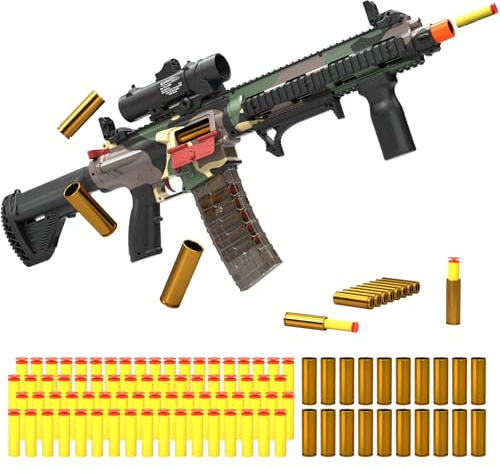 Electric Soft Bullet Toy Gun for Boys, Auto-Manual Shell Ejecting Toy Foam Blasters & Guns with 80 Soft Darts, Shooting Games Educational Toys for 6, 8,12,14+ Kids