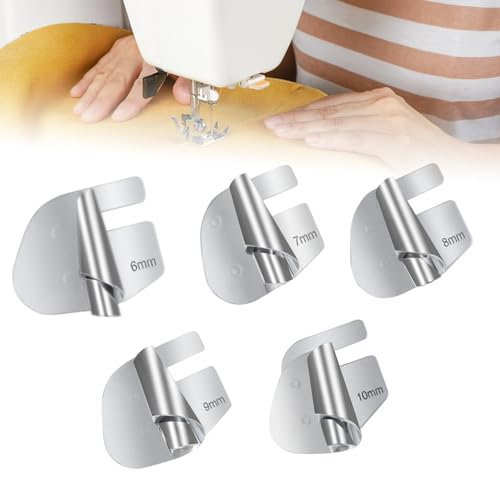 YUUTIAL Nähmaschinen Zubehör Rolled Saum Nähfuß 5 Stück,6/7/8/9/10 mm Edelstahl Nähen Saumfuss für Nähmaschine Geeignet für Eine Breite Palette Von Nähmaschinen