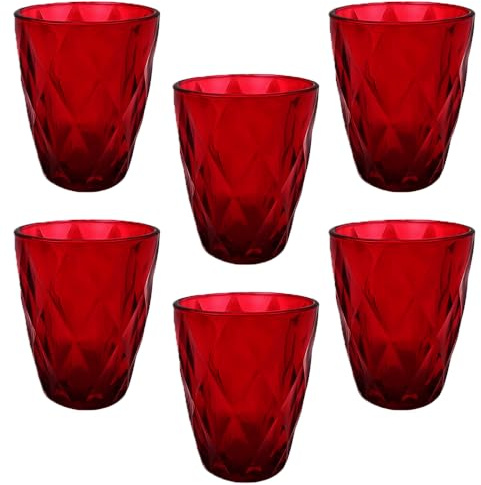 COSE DA CASA Set di 6 Bicchieri Moderni Rossi 26 cl per una Tavola Natalizia Elegante festivita natalizie idea regalo