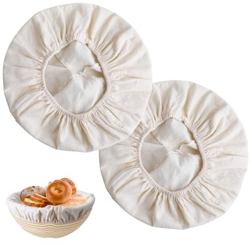 Ymapinc 2 Stück Gärkörbchen Leinen Brotbeutel LeineneinsatzBrot Backen Bäckerleinen Brot Backen Bäckerleinen Rundes Proofing Tuch Gärkorb Leinentuch Brotbackzubehör für Brot Gärkörbchen Gärkorb(25cm)