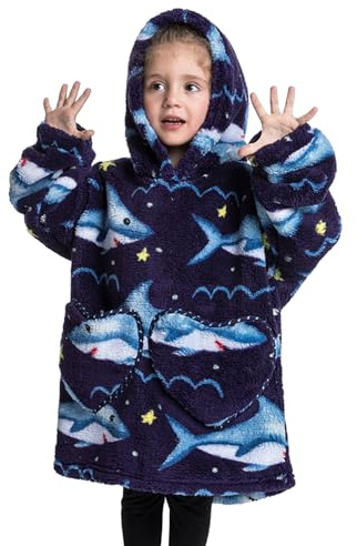 De feuilles Sweat à Capuche Hiver Enfant Garçon Fille Couverture Oversize Surdimensionné Chaude Polaire Sherpa Plaid Imprimé Tie-Dye Dessin-Animé