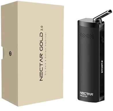 Nectar Gold 2.0 | Dry Herb Vaporizer for Herbs & Extracts | 2 Years Warranty | 3200mAh Battery, Isolated & Adjustable Airflow, OLED Display, 20s Heat-up Time & Temp Range: 100°C to 240°C